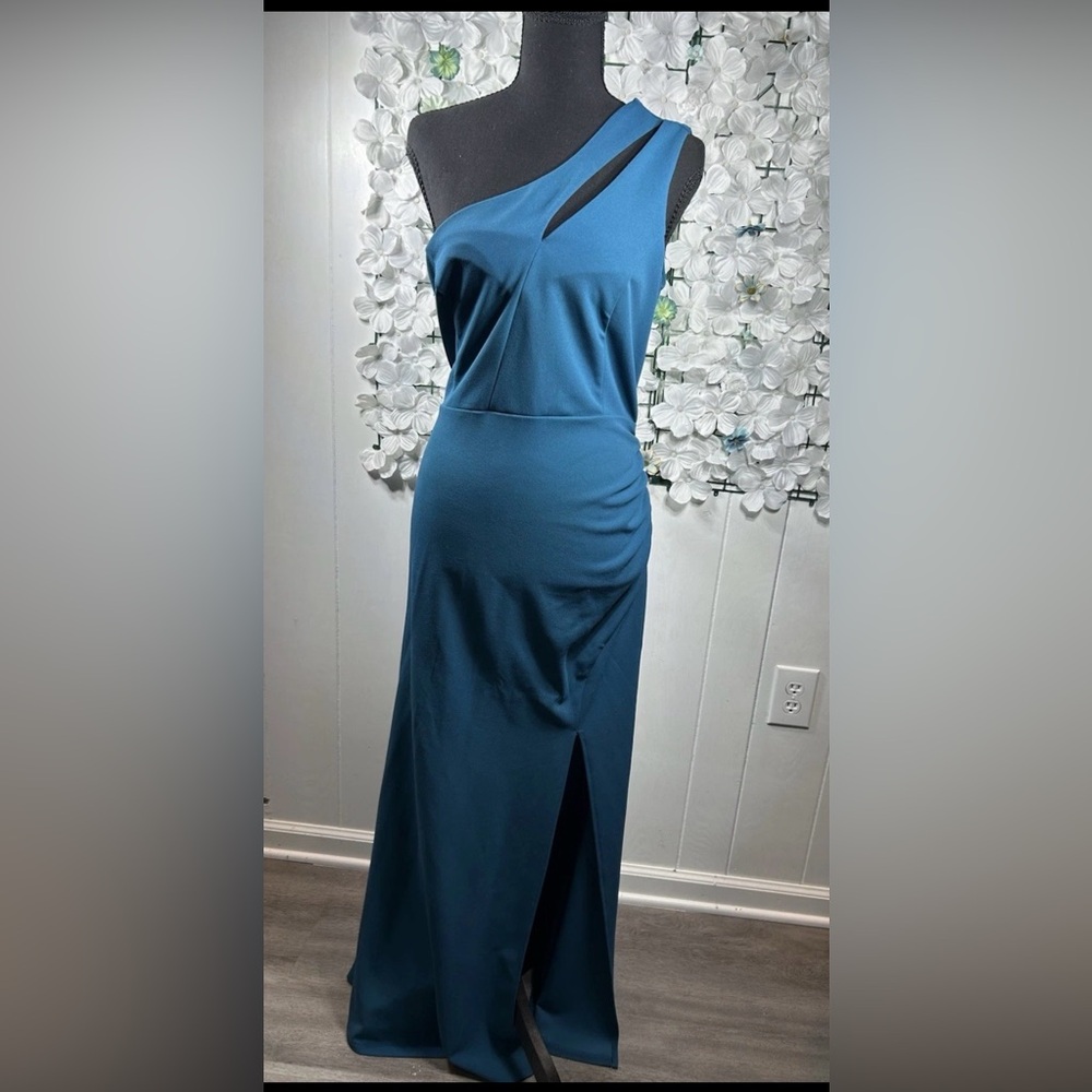 Maxi Dress Elegant One shoulder Large Women’s 
Teal Color